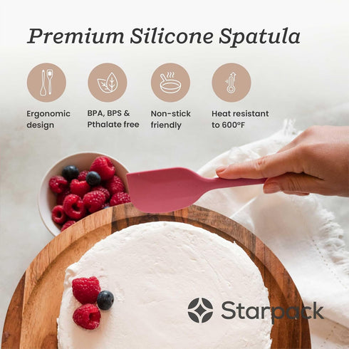 Starpack Silicone Spatula (11 Inch) - 600°F Heat Resistant Kitchen Spatula Set - LFGB Grade Nonstick Baking Rubber