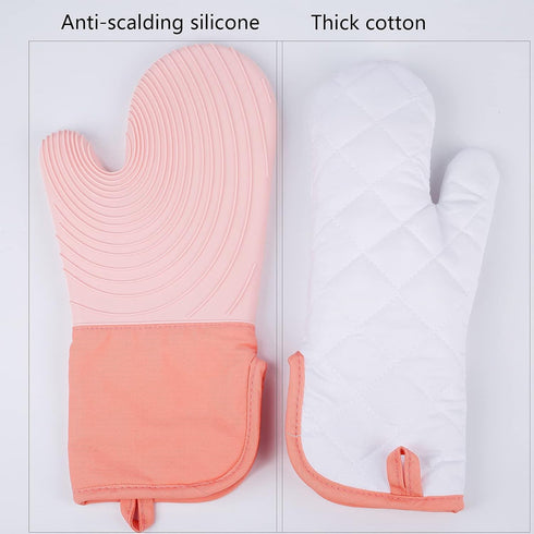 Silicone Oven Mitts with Extra Long Cuff - Heat Resistant Flexible Oven Mitt for Kitchen Baking Cooking, Machine