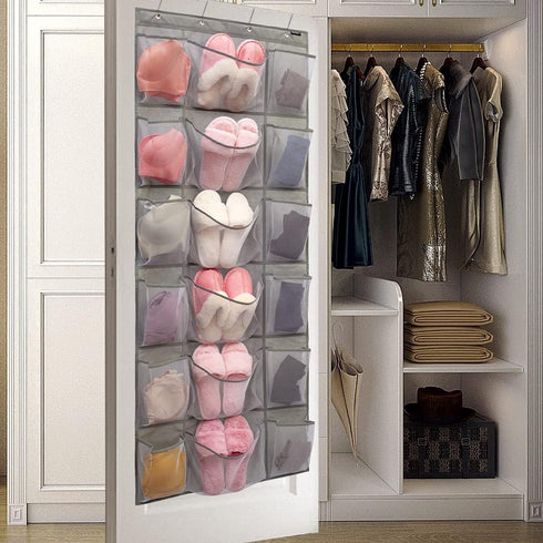 Over The Door Hanging Shoe Rack Organizer - 18 Pockets with 6 Extra Large Mesh Pockets for Shoe Holder Storage