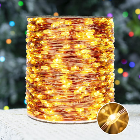 200 FT Warm White Fairy Lights Plug in Copper Wire String Lights