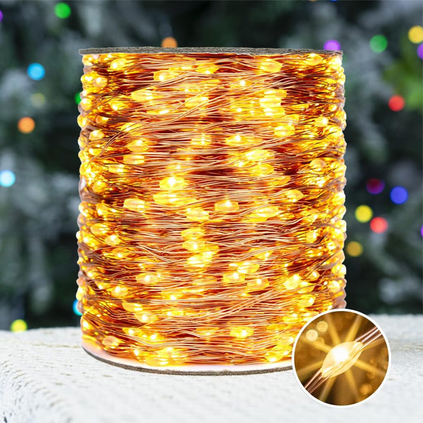 200 FT Warm White Fairy Lights Plug in Copper Wire String Lights