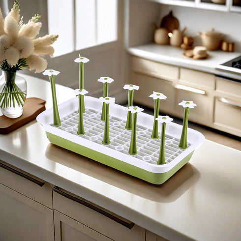 Removable Large Water Bottle Drying Rack - Vertical Kitchen Counter Rack for Bottles, Glasses, Tumblers