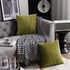 DEZENE 18x18 Moss Green Throw Pillow Cases, 2 Pack Original Striped Velvet Decorative Covers
