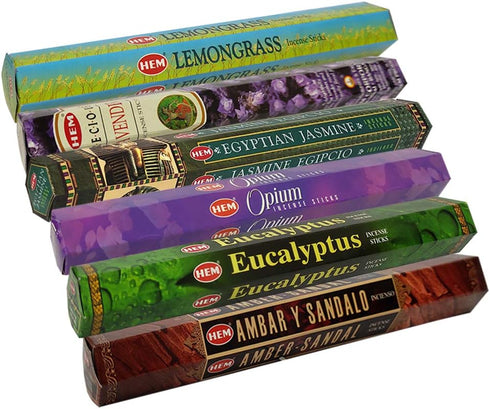 Hem Incense Sticks Variety Pack #28 with 6 Outstanding Fragrances and Incense Stick Holder Bundle