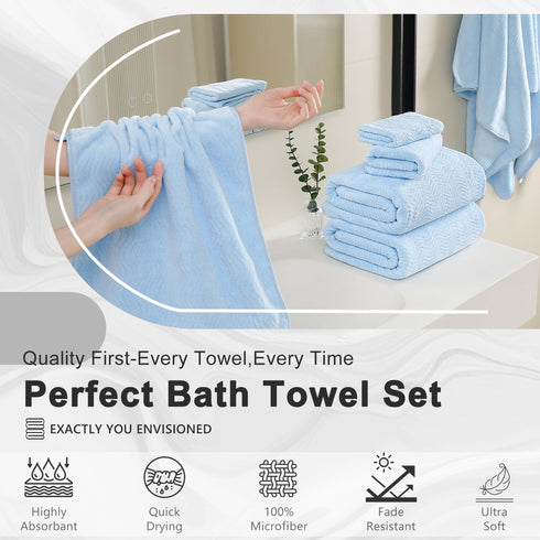 4 35"x70" Set Cozy Piece Extra Large Bath Towel Oversized Bath Sheet Blue Bath Towel for Bathroom Ultra Soft Highly