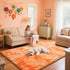 3x5 Mottling Orange Fluffy Rug Shaggy Area Rug, Area Rugs for Girls Bedroom, Soft Cute Baby Play Mat, Indoor Floor