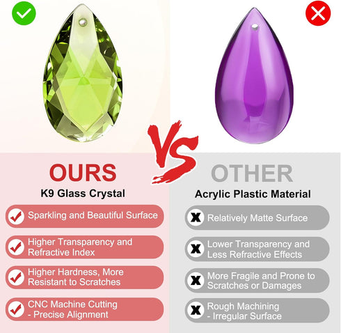 K9 6 Pack 38mm PATIKIL Crystal Pendants Teardrop Beads, Chandelier Prisms Parts Hanging Beads DIY Lamp for Arts Crafts