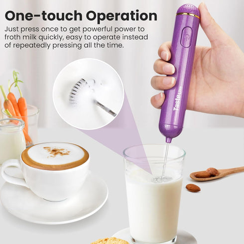 Handheld Milk Frother, Battery Operated Electric Foam Maker and Mixer for Drinks (Blue)
