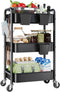 Aofure 3 Tier Rolling Cart on Wheels, Metal Utility Storage Cart with Wheels,