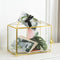 Glass Wedding Card Box with Slot, Large Clear 10.2 inch Gold Brass Gift Card Storage Box with Lock for Wedding