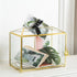 Glass Wedding Card Box with Slot, Large Clear 10.2 inch Gold Brass Gift Card Storage Box with Lock for Wedding
