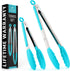 Zulay Stainless Steel Kitchen Tongs with Silicone Tips, Set of 2 (9” & 12”), Locking Cooking Tongs, Silver/Aqua Sky