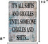 Rogue River Tactical Funny Sh%TS and Giggles Metal Tin Sign, 12x8 Inch Wall Decor
