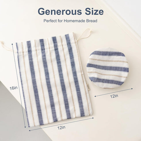 Bread Bags for Homemade Sourdough, Reusable Linen Storage Bag with Bowl Cover, Plastic Lined, Bread Proofing Cover