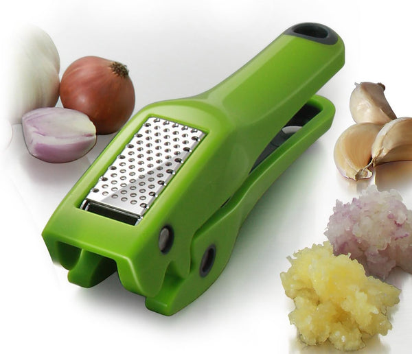 Garlic Press, Green, Easy Clean Mincer Crusher with Removable Stainless Steel Press Plate