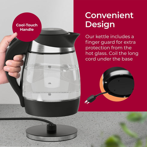 Mueller Living Electric Kettle, 1500W SpeedBoil Tea Kettle for Boiling Water, 1.8L Cordless with LED Light,