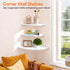 9inch Gieanoo White Corner Wall Shelf Solid Oak Wood Floating Corner Shelf with Wire Hole Corner Wall Storage Display