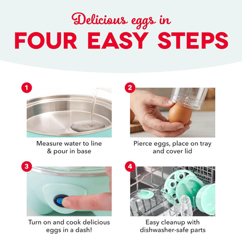 12 Dash Deluxe Egg Cooker - Boiler, Poacher & Steamer - Includes Measuring & Recipe Guide - Dishwasher Safe - BPA Free