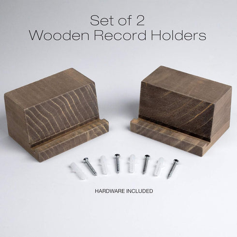 EXCELLO GLOBAL PRODUCTS Small Wood Record Holder Shelf, Wall Mounted Organizer (Pack of 2)