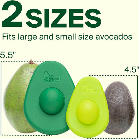 Food Huggers 2pc Silicone Avocado Huggers, Reusable Savers with Pit Storage, Large & Small, BPA Free