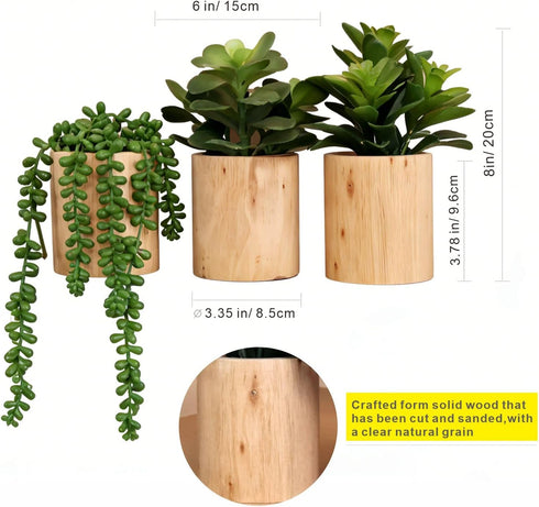 VINSUNI Set 3 Artificial Succulents with Pots - of Small Fake Plants for Aesthetic Room Decor - Realistic Mini Faux