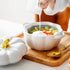 Dutch Oven Pot with Lid, Pumpkin Pottery Dessert Saucepan, Mini Baking Dish Cute Pumpkin Bowl, Covered Dutch Oven Ceramic Stockpot, Pumpkin-Shaped Casserole (White) by JUSTUP
