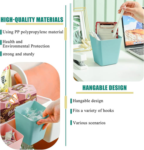 FMOACEN 6 Pack Hanging Cup Holder Rolling Cart Organizer Accessories Trolley Basket Storage Hanging Bucket Hanging