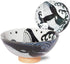 Minorutouki Extra Large Rice Bowl - White Wave Whale Blue, f5.8×H2.6in, 7.76oz, Made in Japan