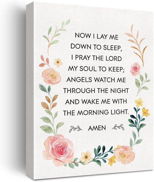 JerLoe Bedtime Prayer Canvas Wall Art Motivational Christian Child's Prayer Canvas Print Scripture