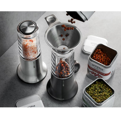 Stainless Steel Spice Funnel with Handle for Kitchen Use, Spill-Free Metal Funnel for Filling Spice Jars and Bottles