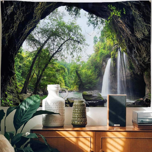 FENDROM Green Misty Forest Tapestry Wall Hanging Nature Landscape Tapestry for Bedroom Living Room Decor