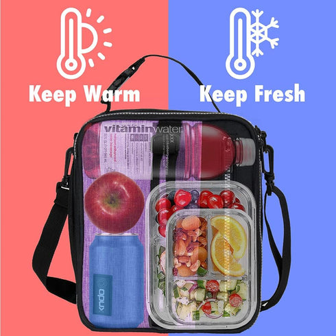 opux Insulated Lunch Box for Men Women Adult, Compact Lunch Bag for Kids, Soft Lunch Cooler Bag in Heather Purple