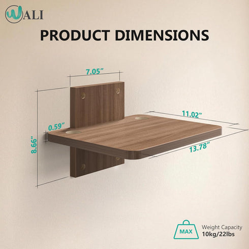 1 22lbs (CS201N), 1-Shelf, WALI Floating TV Shelf, Tier Projector Shelf for DVD Players, Routers, Game Consoles, Cable