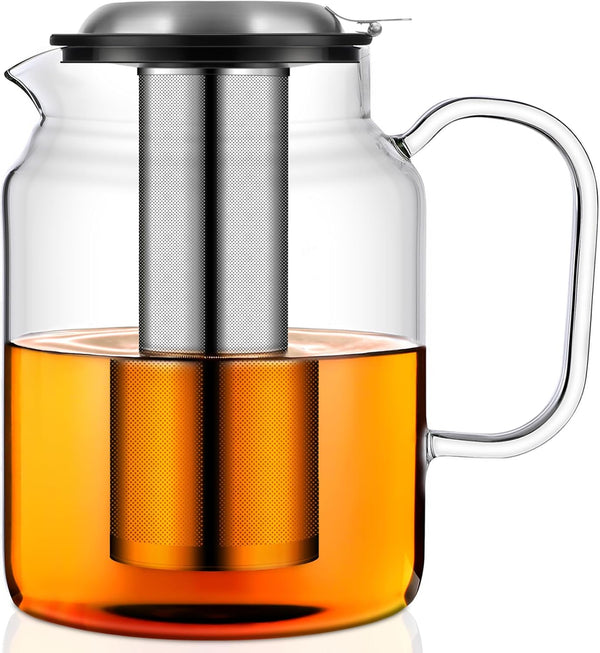 Aquach 85oz Glass Teapot with Stainless Steel Removable Infuser, Stovetop & Dishwasher
