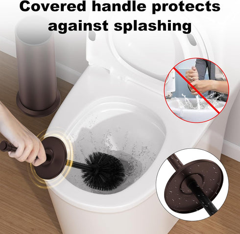 Bronze Toilet Brush and HolderExtra Long Handled Toilet Brush for BathroomStainless Steel Heavy Duty Toilet Bowl