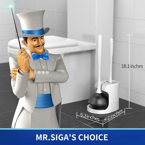 1 Set MR.SIGA Toilet Plunger and Bowl Brush Combo for Bathroom Cleaning, White
