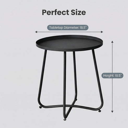Outdoor Side Table, Small Patio Side Table with Weather Resistant Steel Material, Outdoor Round End Table for Patio