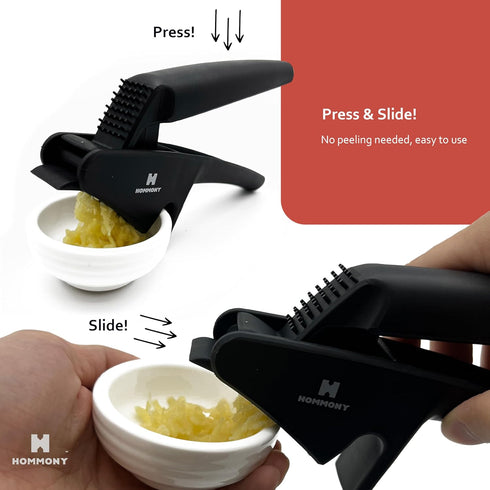 XPress | All-In-One Garlic Press Easy to Use & Clean, Effortlessly Squeeze Garlic Mincer, Durable Nylon Plastic Garlic