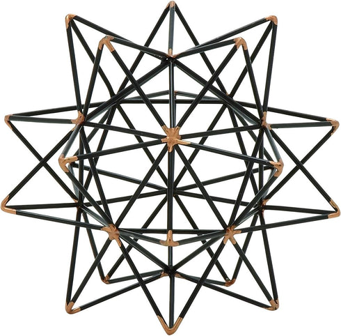 Deco 79 Metal Geometric Decorative Sculpture Home Decor Statue with Gold Accents, 7" x 7" x 7", Black