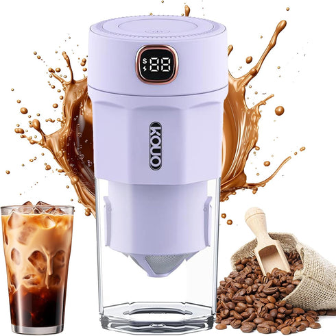 Portable Coffee Grinder and Blender, 12Oz BPA Free Personal Travel Cup, USB Rechargeable (Purple)