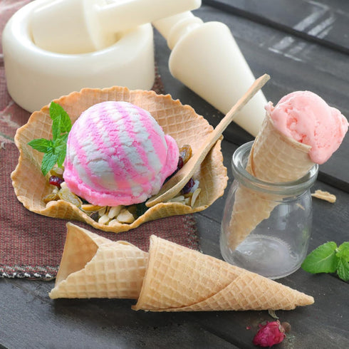 Crispy Waffle Cone Kit, Plastic Ice Cream Maker Cone Roller Tool, DIY Mold for Kitchen Waffle Cone Making