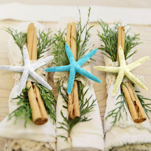 AerWo 20pcs 4 Inches White Artificial Resin Starfish with Rope for DIY Craft Beach Wedding Decorations