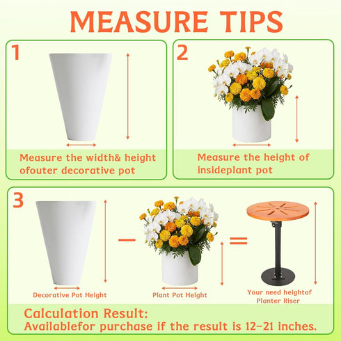 EXCELFU Outdoor,12-21 6" 10" Top-1pack Adjustable Plant Risers for Inside Pots,Planter Inserts for Large Pots and Tall
