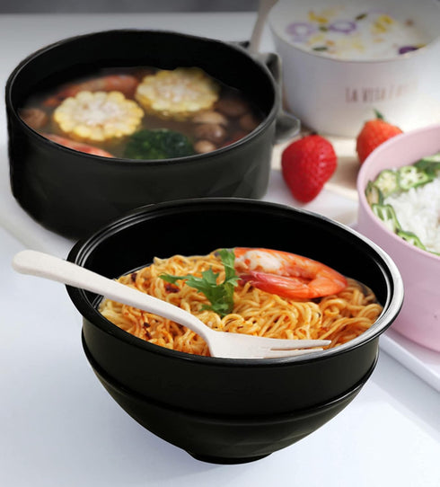 Layron Ramen Cooker Bowl Set with Chopsticks, 33oz Microwave Noodle Bowl for College Dorm Room Essentials