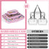 3 Pack Bag(3 Pink Extra Large Zippered Hard Shell Pouch,Clear Plastic Case,Hard Sided Case for Storage Bags,Portable