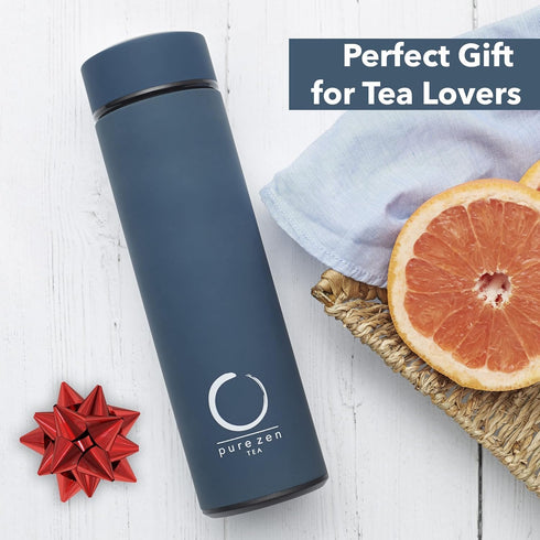 15oz Pure Zen Tea Thermos with Infuser for Hot and Cold Infusions - Stainless Steel - Tea Infuser Bottle - Leakproof