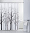 Waterproof Grey Tree Shower Curtain Fabric with Hooks, 72x72 INCH