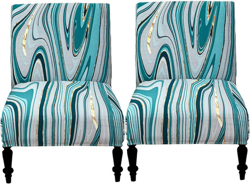 lihuitong Armless Chair Slipcover 2 Pieces Printed Armless Accent Chair Cover Stretch Spandex