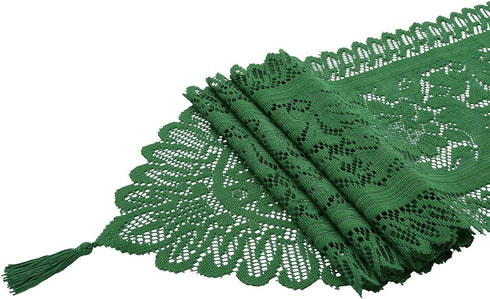 Rockcloud Green Lace Table Cloth Runner for Wedding Banquet, Christmas Party Decor, 13 x 54 Inch