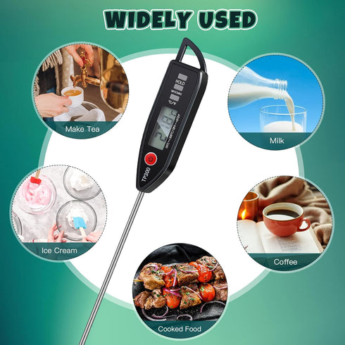 3 9.65 Inch Copkim Pcs Instant Read Meat Thermometer with Long Probe Kitchen Cooking Food Candy Waterproof Digital